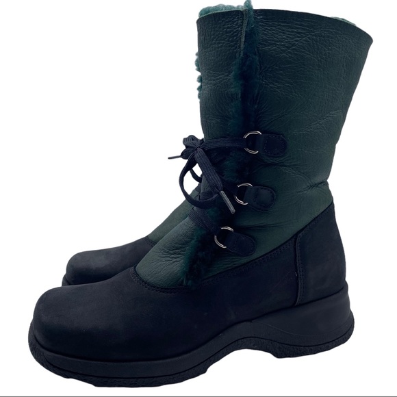 La Canadienne Green Leather Suede Shearling Winter Boot Size 6 - Picture 9 of 9